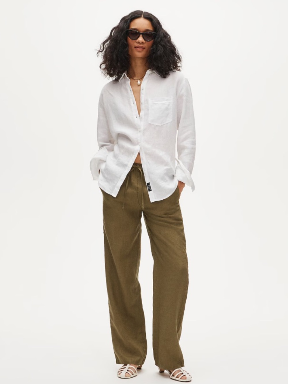 J. Crew Soleil Linen Wide-Leg Pants — Tuscan Olive